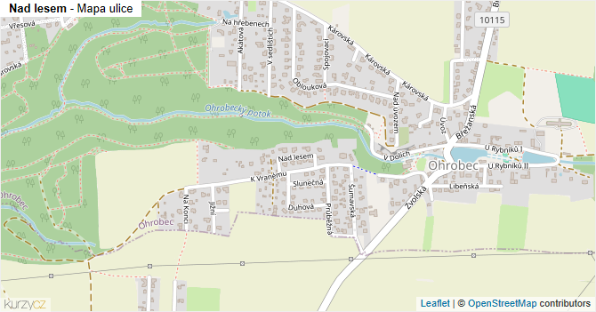 Nad lesem - mapa ulice