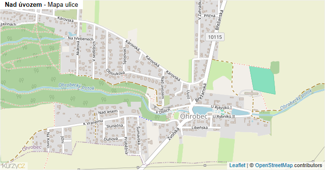 Nad úvozem - mapa ulice