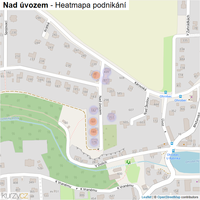 Mapa Nad úvozem - Firmy v ulici.