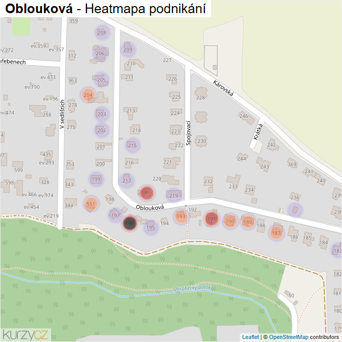 Mapa Oblouková - Firmy v ulici.