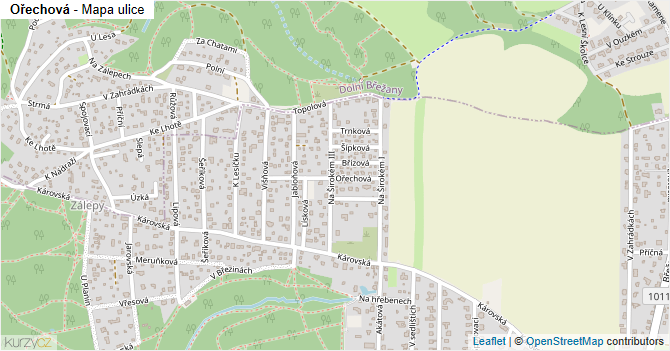 Ořechová - mapa ulice