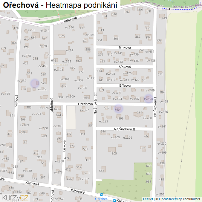 Mapa Ořechová - Firmy v ulici.