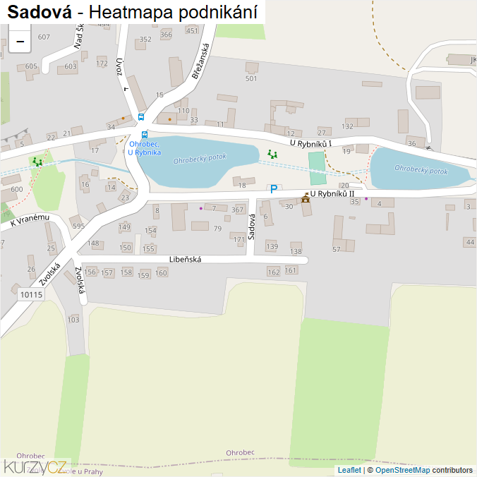 Mapa Sadová - Firmy v ulici.
