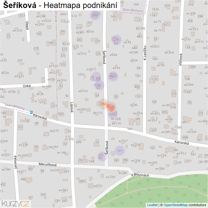Mapa Šeříková - Firmy v ulici.