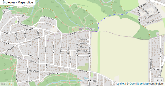 Šípková - mapa ulice