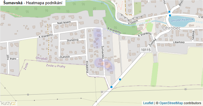 Šumavská - mapa podnikání