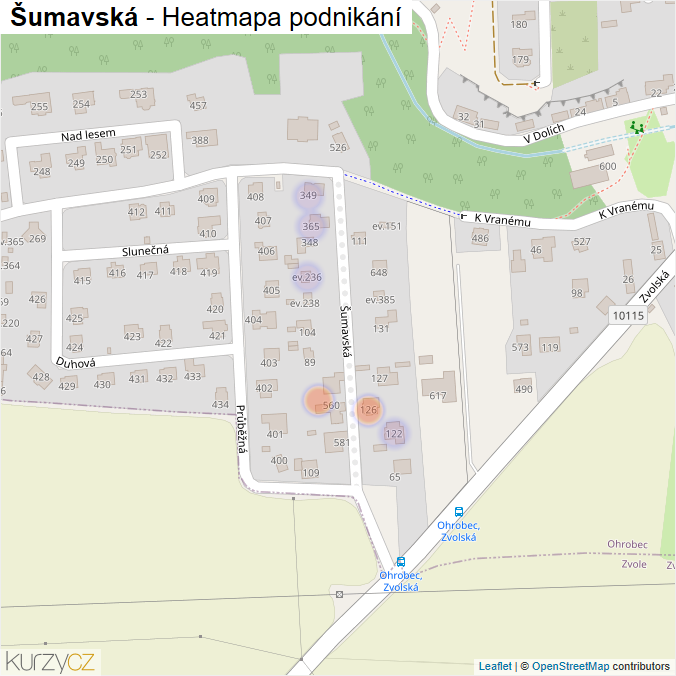 Mapa Šumavská - Firmy v ulici.