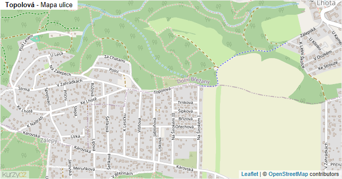 Topolová - mapa ulice