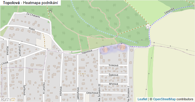 Topolová - mapa podnikání