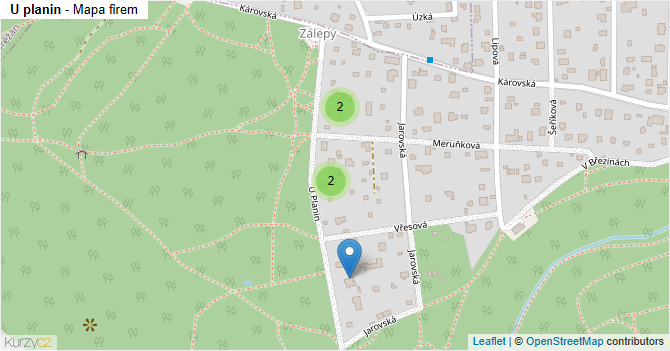 U planin - mapa firem