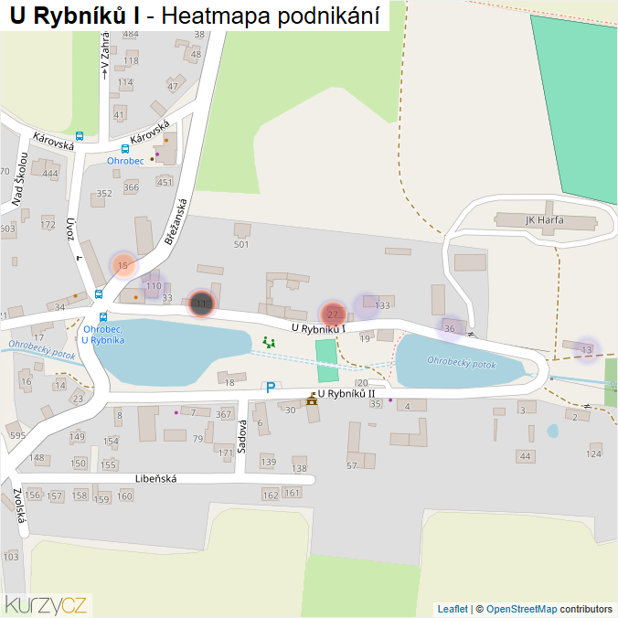 Mapa U Rybníků I - Firmy v ulici.