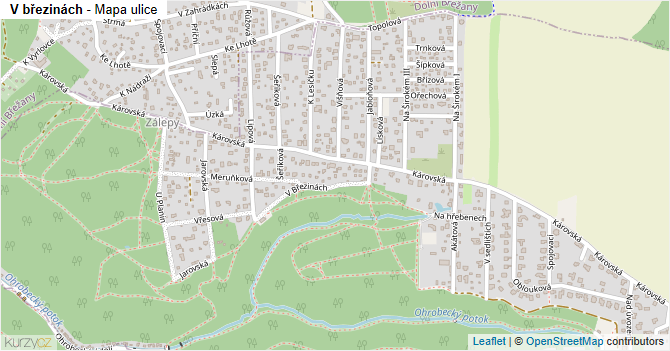 V březinách - mapa ulice