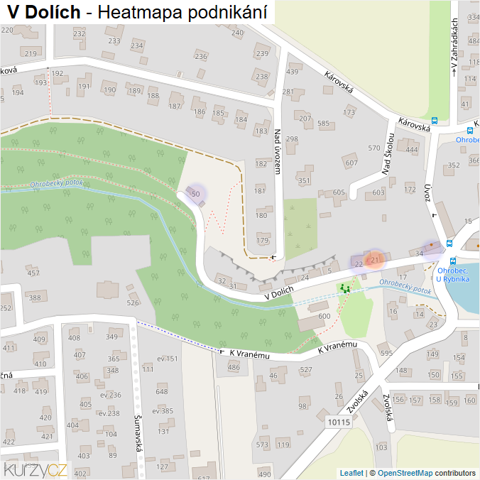 Mapa V Dolích - Firmy v ulici.