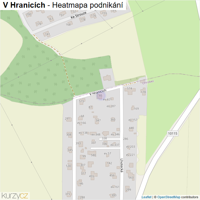 Mapa V Hranicích - Firmy v ulici.