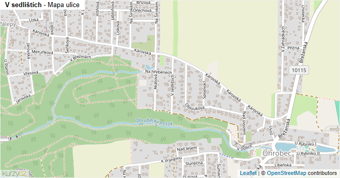 V sedlištích - mapa ulice