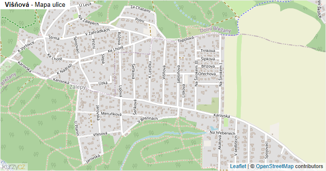Višňová - mapa ulice