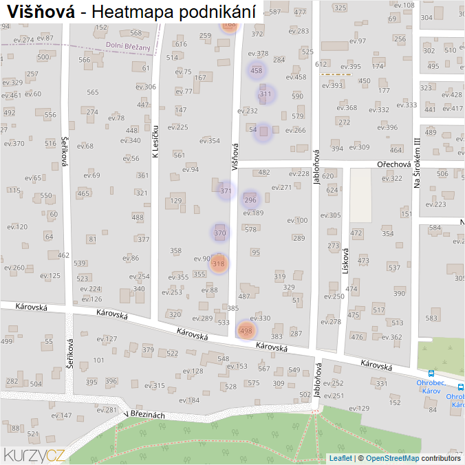 Mapa Višňová - Firmy v ulici.