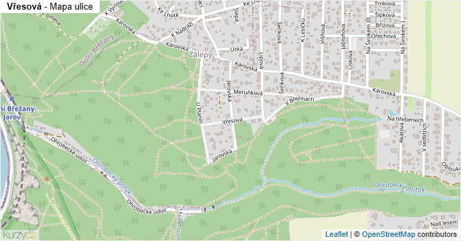 Vřesová - mapa ulice