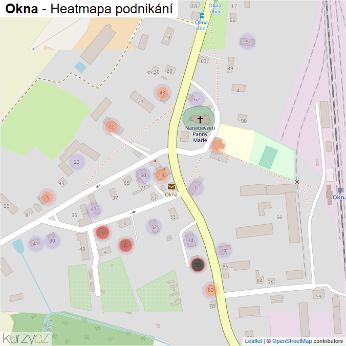 Mapa Okna - Firmy v části obce.