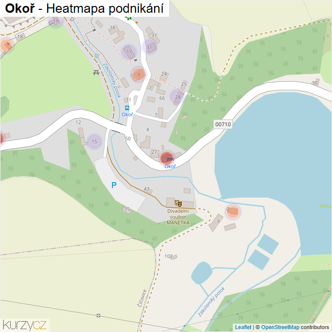 Mapa Okoř - Firmy v části obce.