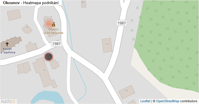 Okounov - mapa podnikání