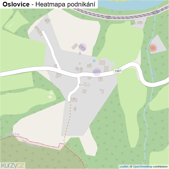 Mapa Oslovice - Firmy v části obce.