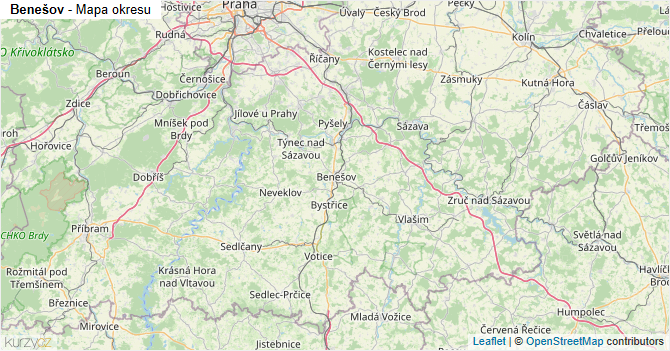 Benešov - mapa okresu