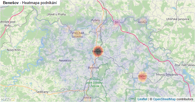 Benešov - mapa podnikání
