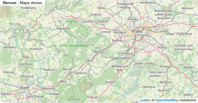 Beroun - mapa okresu