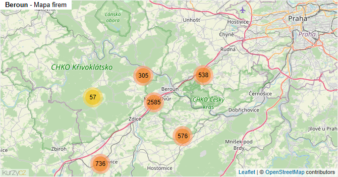 Beroun - mapa firem