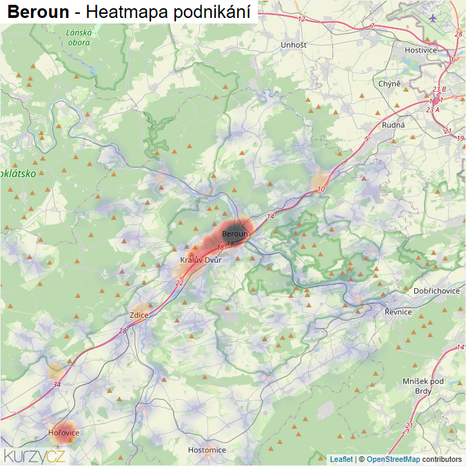 Mapa Beroun - Firmy v okrese.