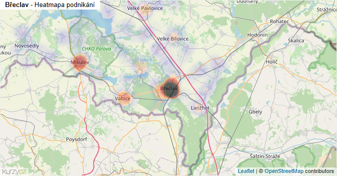 Břeclav - mapa podnikání