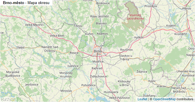 Brno-město - mapa okresu