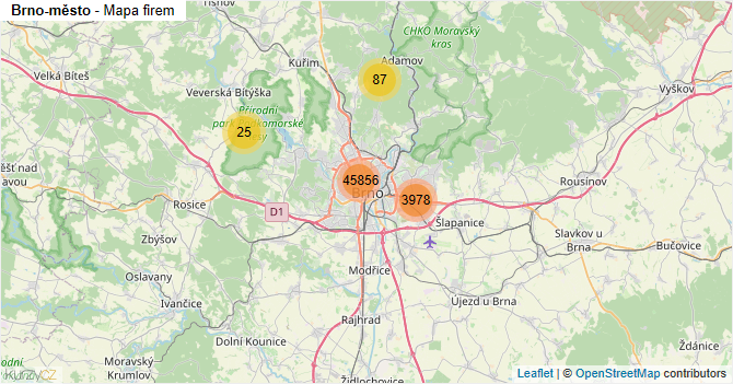 Brno-město - mapa firem