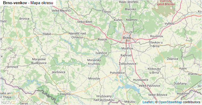 Brno-venkov - mapa okresu