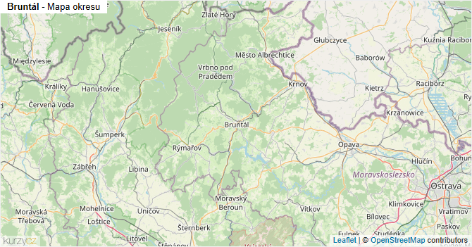 Bruntál - mapa okresu