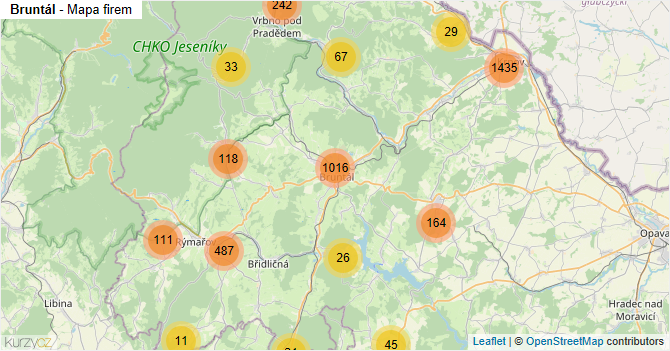 Bruntál - mapa firem