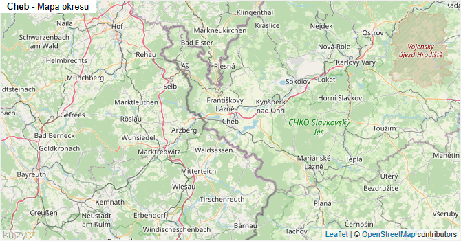Cheb - mapa okresu