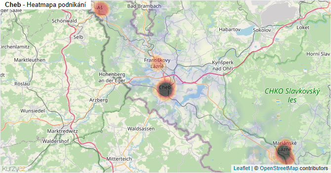 Cheb - mapa podnikání