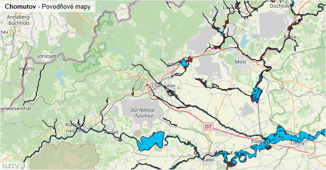 Chomutov - záplavové mapy stoleté vody