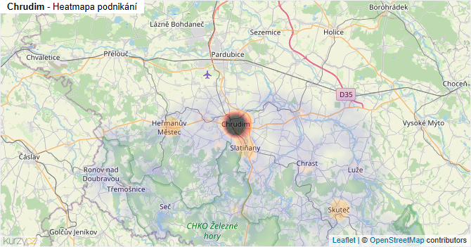 Chrudim - mapa podnikání