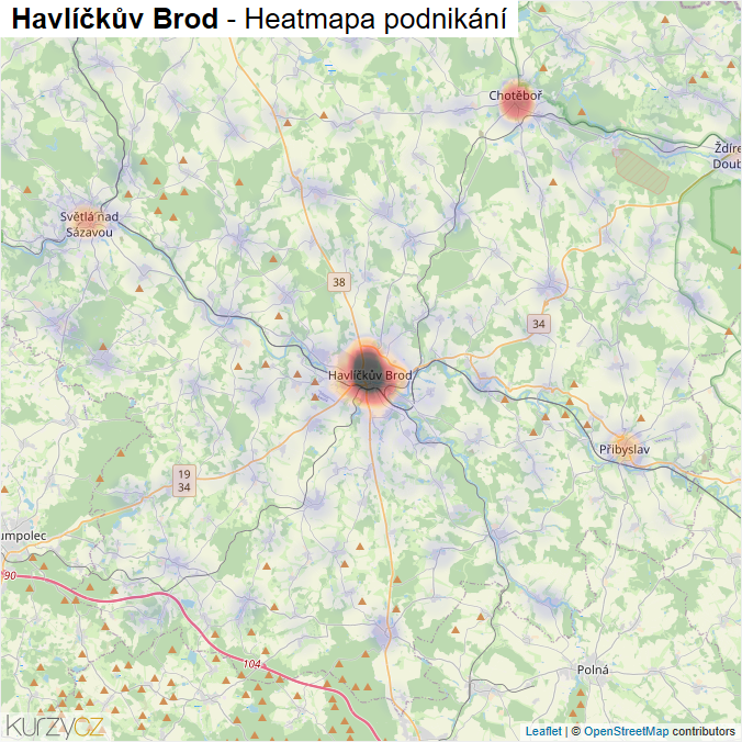 Mapa Havlíčkův Brod - Firmy v okrese.