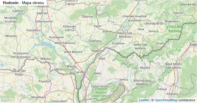 Hodonín - mapa okresu