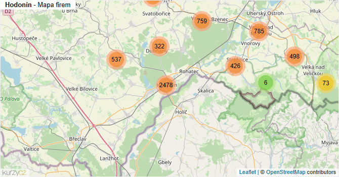 Hodonín - mapa firem
