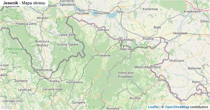 Jeseník - mapa okresu