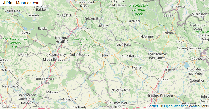 Jičín - mapa okresu