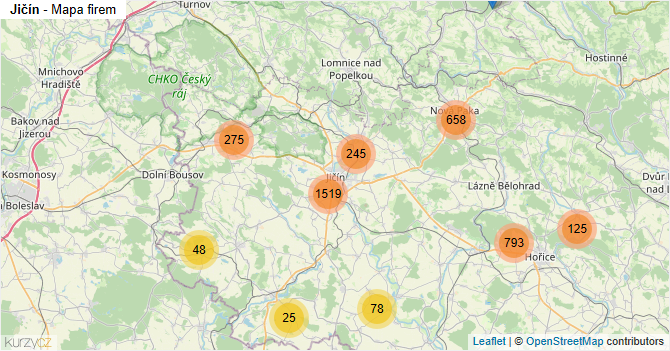 Jičín - mapa firem