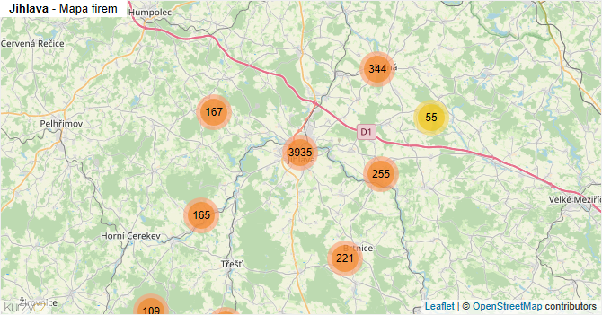 Jihlava - mapa firem