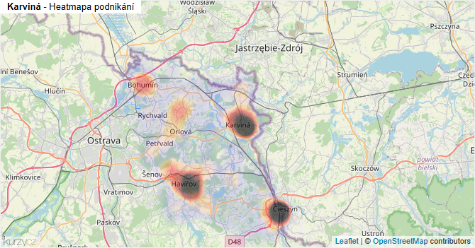 Karviná - mapa podnikání