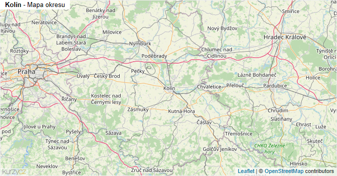 Kolín - mapa okresu